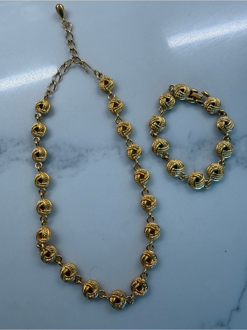 Monet Gold Tone Necklace & Bracelet Set
